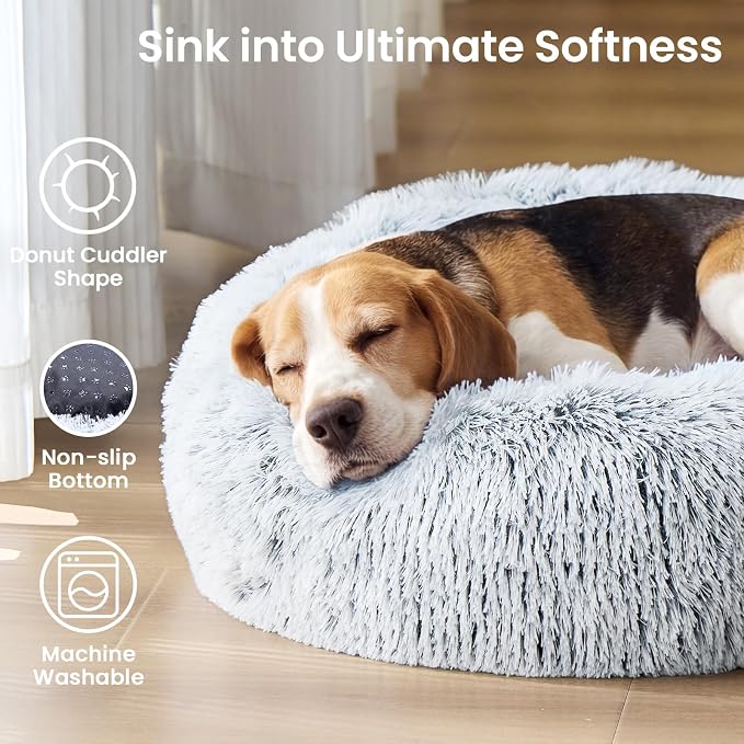 JOLLYVOGUE Calming Dog Beds Extra Large Sized Dog, 45in Donut Washable Large - Image 2