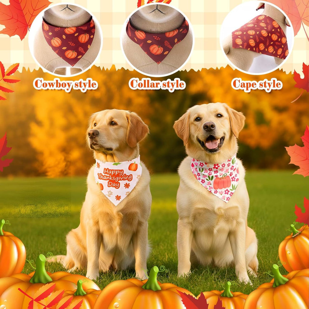 72 Pcs Fall Dog Bandanas Bulk Thanksgiving Triangle Scarf Cat Bibs Autumn Puppy Scarf Pet Bandanas for Puppy Cat Birthday Party Costume