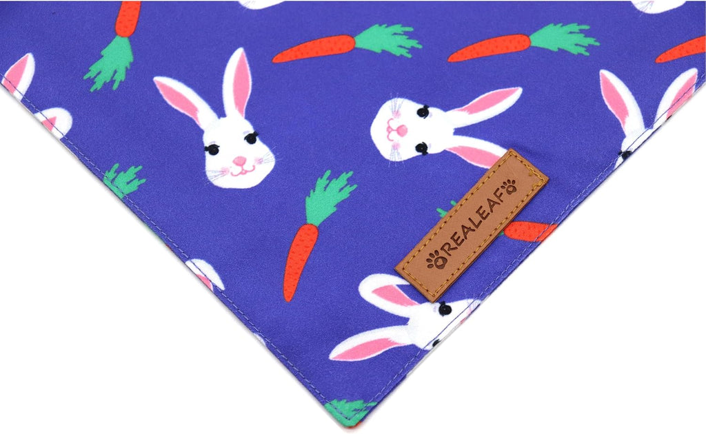 Realeaf Easter Dog Bandanas 2 Pack, Triangle Reversible Pet Scarf for Boy and Girl, Premium Durable Fabric, Holiday Bandana for Small Medium Large and Extra Large Dogs (Large)
