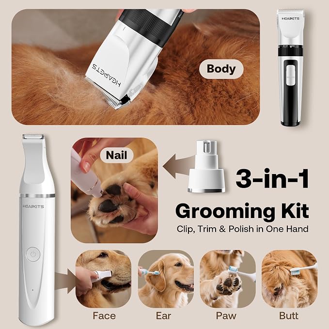 HEAPETS Dog Hair Clippers for Grooming Kit and Dog Paw Trimmer Nail Grinder for - Image 2