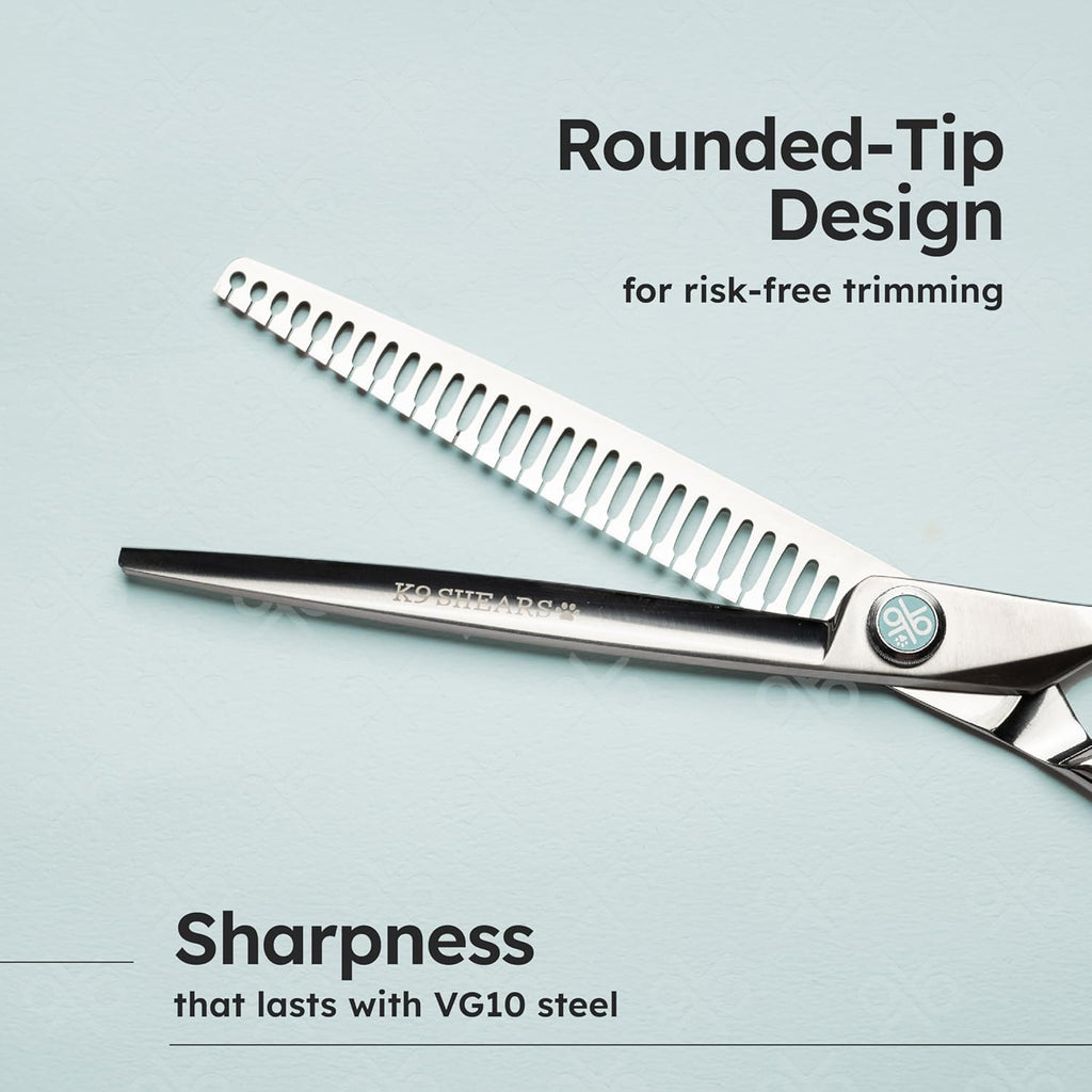 8” Dog Grooming Chunker Scissors – VG10 Japanese Steel Professional Pet Shears for Cats & Dogs | Fast Hair Release Design | Lightweight, Ergonomic, Handcrafted | Thinning Rate 60-70% | K9 Shears