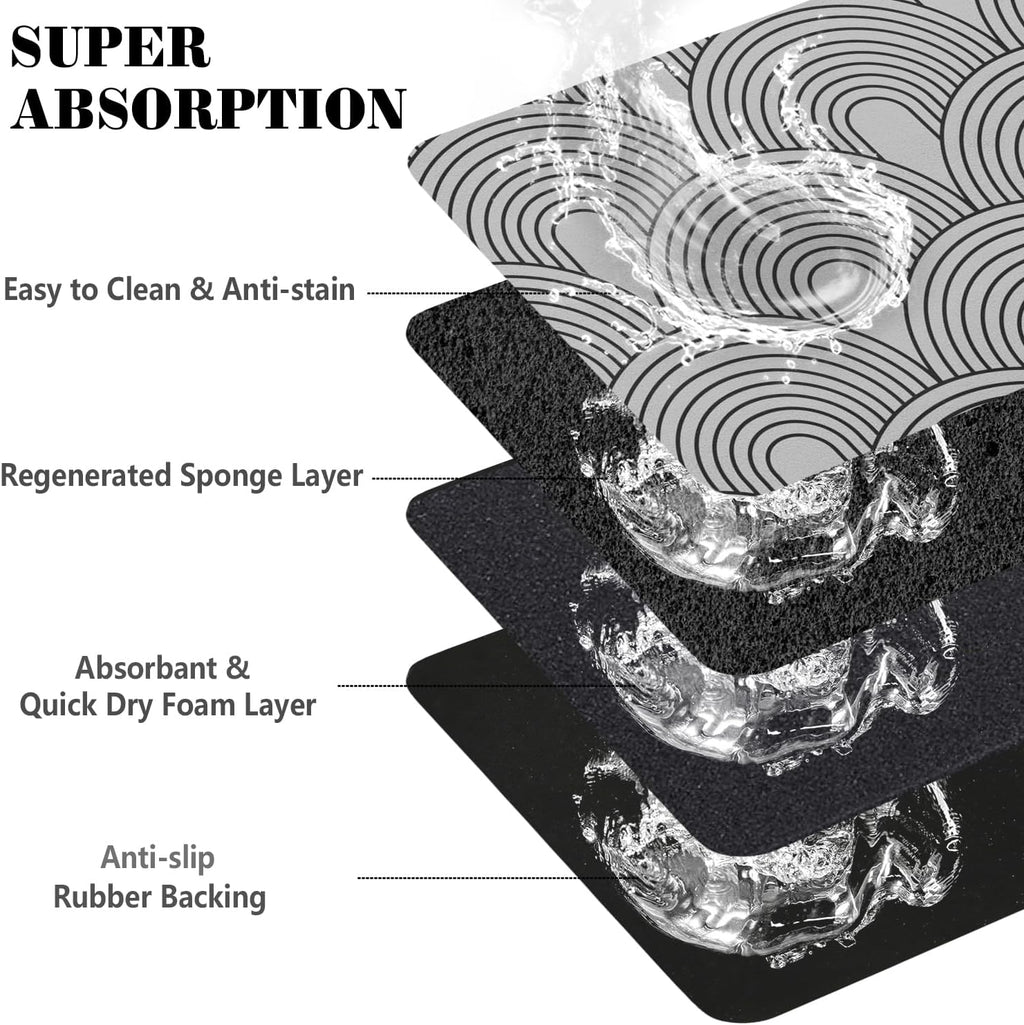 Dog Food Mats for Floors Absorbent, Pet Cat Food Mat - Quick Dry Dog Bowl Mats for Food and Water, Eco-Friendly Boho Pet Supplies