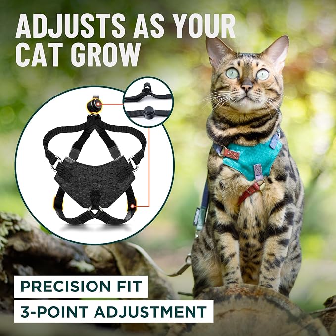 Houdini™ Escape Proof Cat Harness and Leash Set by OutdoorBengal – Turquoise - Image 6
