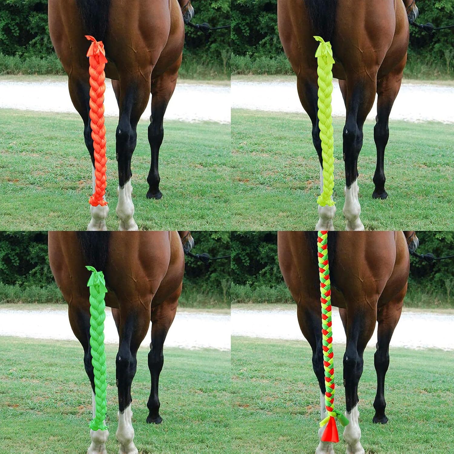 Horse Ponytail, 3 Tube Horse Tail Bag Solids for Horses (Colorful)