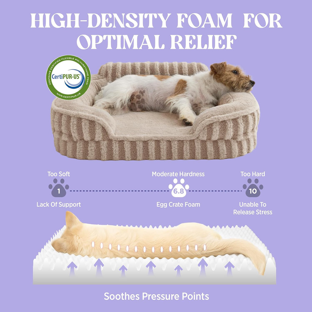 LE SURE Cute Dog Beds for Extra Large Dogs, Orthopedic Waterproof XL Pet Bed with Sides, Non-Slip and Egg-Crate Foam Big Dog Couch Sofa with Washable Removable Cover, Hazel