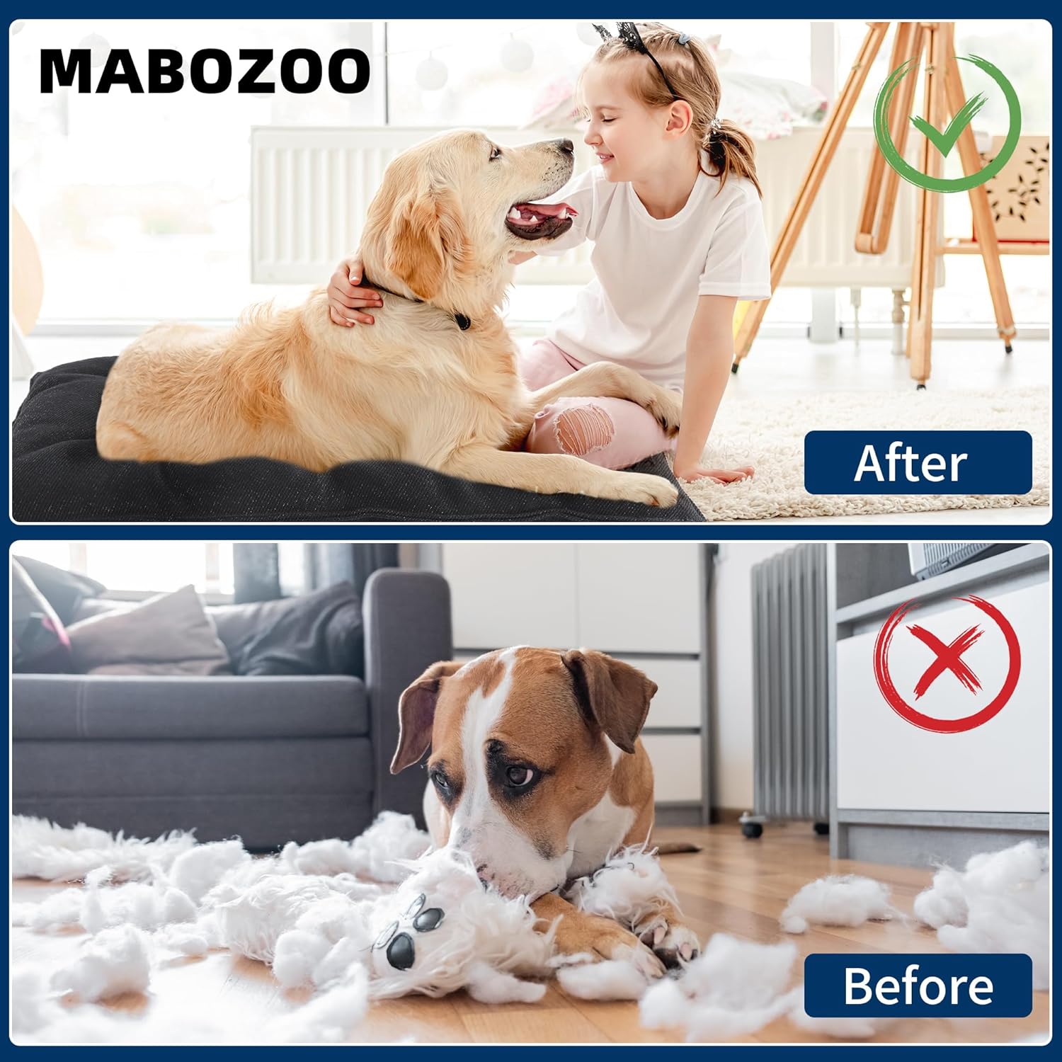 MABOZOO Chew Proof Indestructible Dog Beds for Aggressive Chewers,Durable Dog Crate Pad,Washable Tough Pet Mats for Kennel,Black,XL 28x41 in