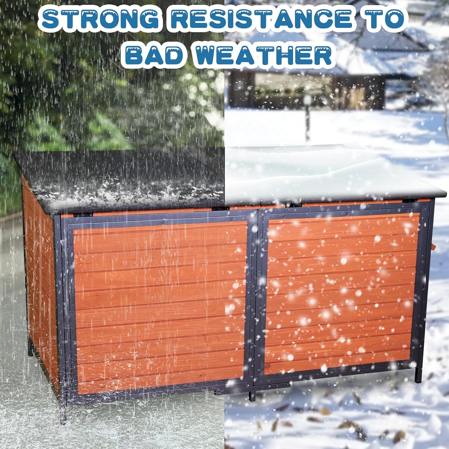 Extra Large Dog House Outdoor 59.1" L Outside Insulated Dog Kennel Weatherproof Winter, 6 Sides All-Round Foam for Small Medium Large Extra Large Dogs, Strong Metal Chew Proof Frame Window