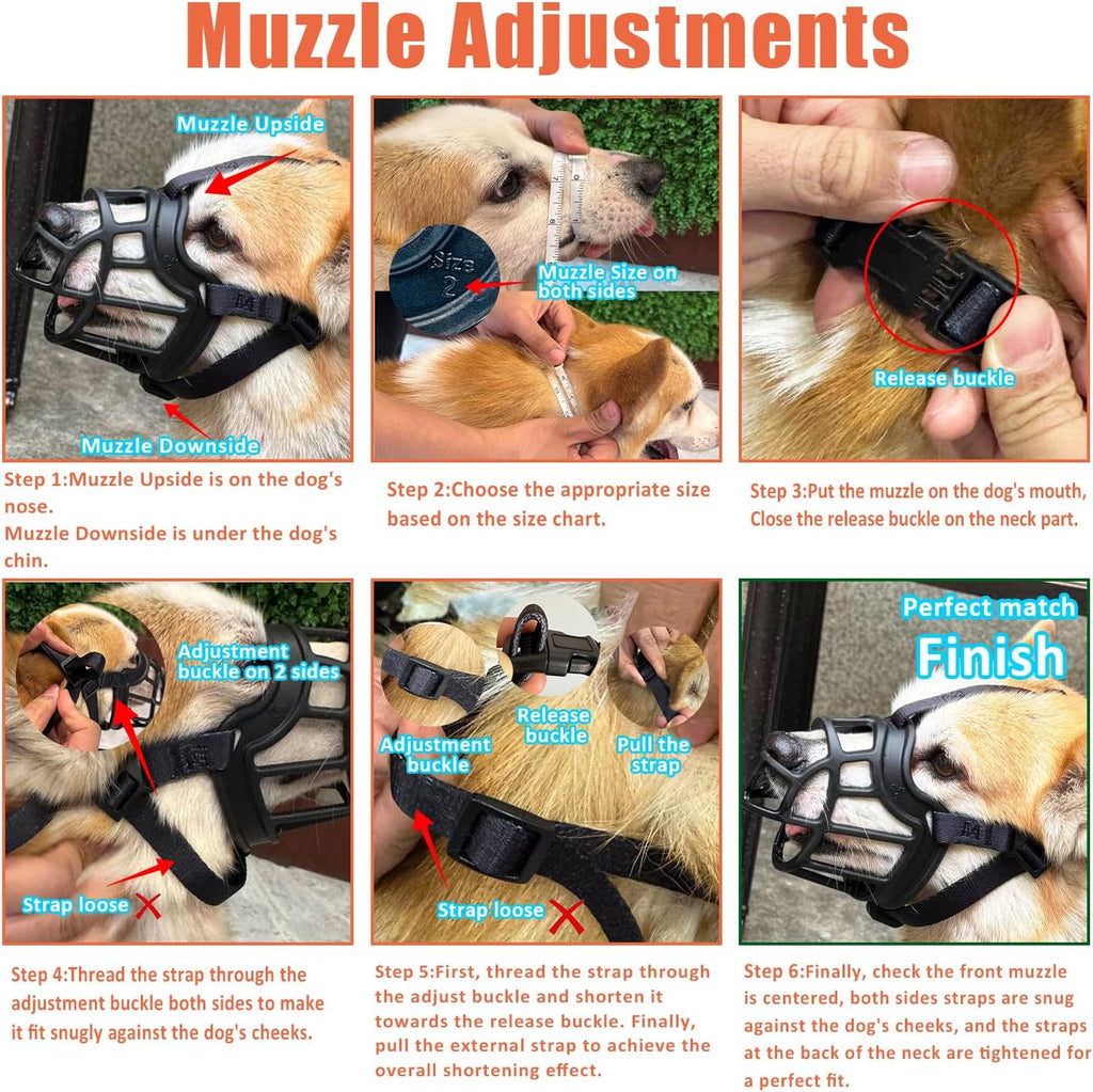 Dog Muzzle – Lightweight Breathable Basket Muzzle, Anti-Biting & Chewing, Adjustable Fit for Small, Medium & Large Dogs(Size 4)