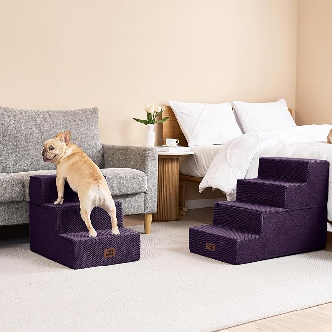 EHEYCIGA Dog Stairs for Bed 20" H, 4-Step Extra Wide Dog Steps for High Bed - Image 5