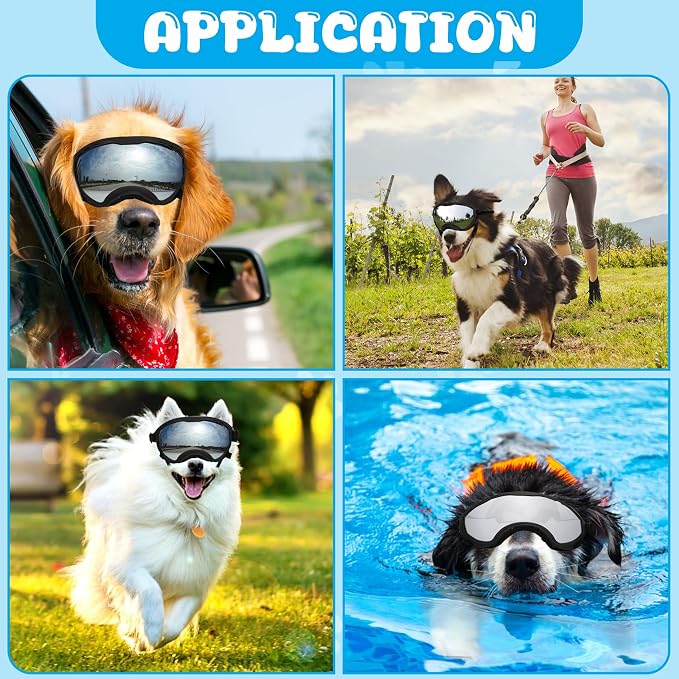 Dog Goggles for Large Dogs, UV Wind Dust Fog Protection, Soft Frame Adjustable - Image 5