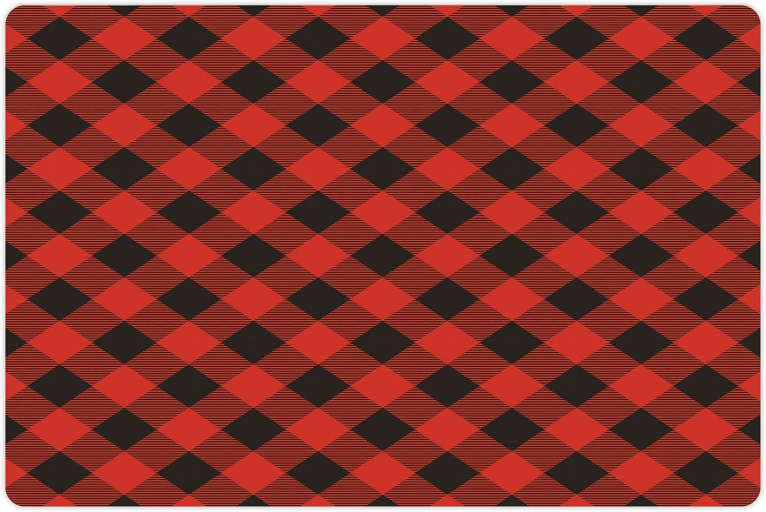 Lunarable Buffalo Plaid Pet Mat for Food and Water, Grid Style Illustration with Horizontal Lines Pattern Diamond, Non-Slip Rubber Mat for Dogs and Cats, 18" X 12", Orange Charcoal