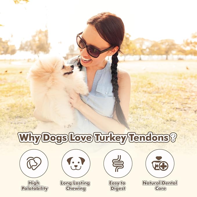 VITADAY All Natural Turkey Tendon Dog Treats, 1 lb | Long-lasting dog training - Image 4