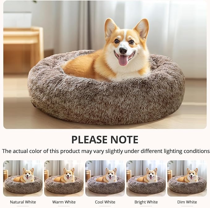 JOLLYVOGUE Calming Dog Beds Large Sized Dog, 36in Donut Washable Large Pet Bed - Image 6