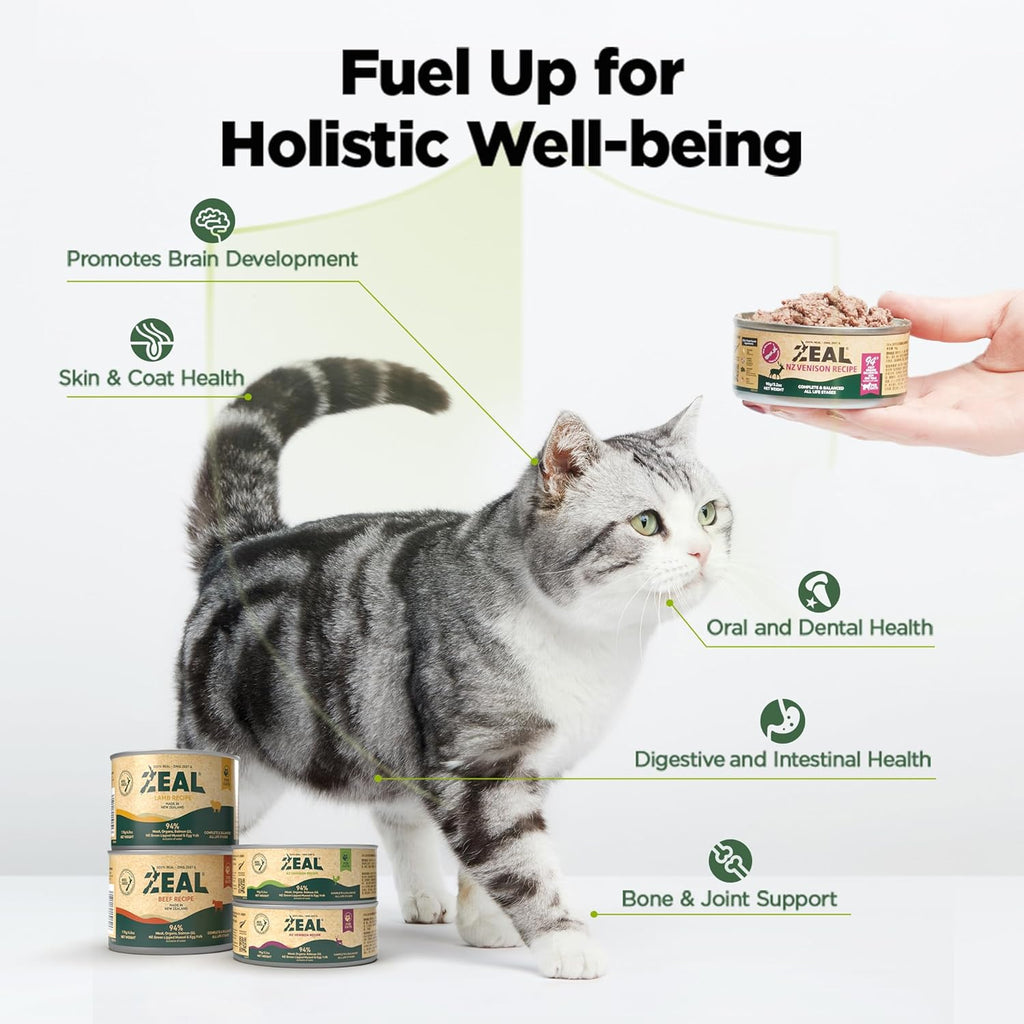 ZEAL New Zealand Wet Cat Food – High Protein, Grain-Free with Superfoods (Beef, 3.17oz Can, 24-Pack)