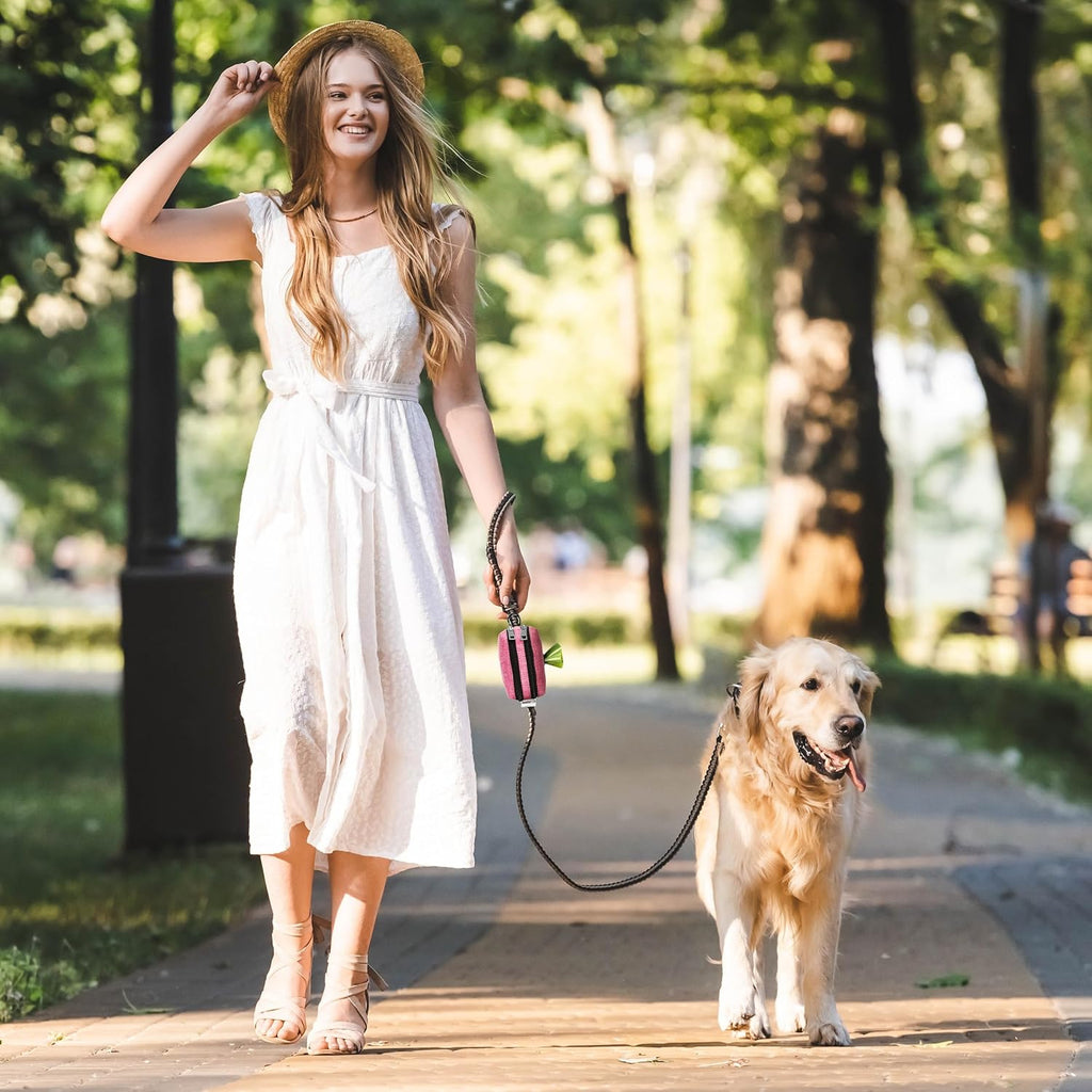 Dog Poop Bag Holder for Leashes - Dog Poop Bag Dispenser and Treat Holder with 2 Waterproof Pouches for Pet Waste Bags and Walking Accessories + 1 Free Roll (Purple)