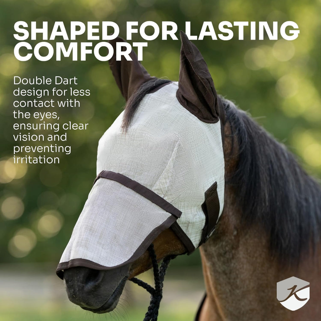 Kensington UV Fly Mask with Fleece Trim - Protective Mask with Dual Ear Opening Size: XXL Color: 2021-Atlantis