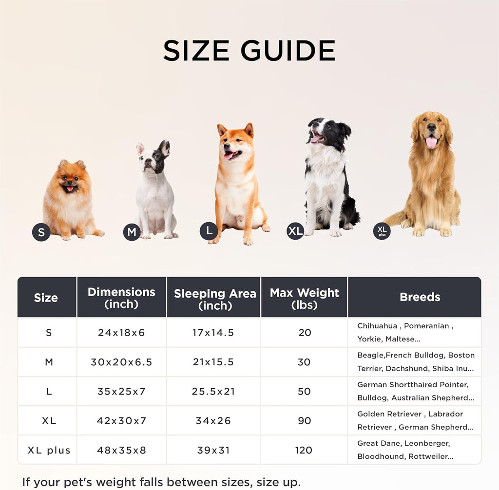 Bedsure Orthopedic Dog Beds Large Sized Dog, Waterproof Memory Foam Pet Bed with Sides, Non-Slip Bottom and Egg-Crate Foam Large Pet Couch Sofa with Washable Removable Corduroy Cover, Cream