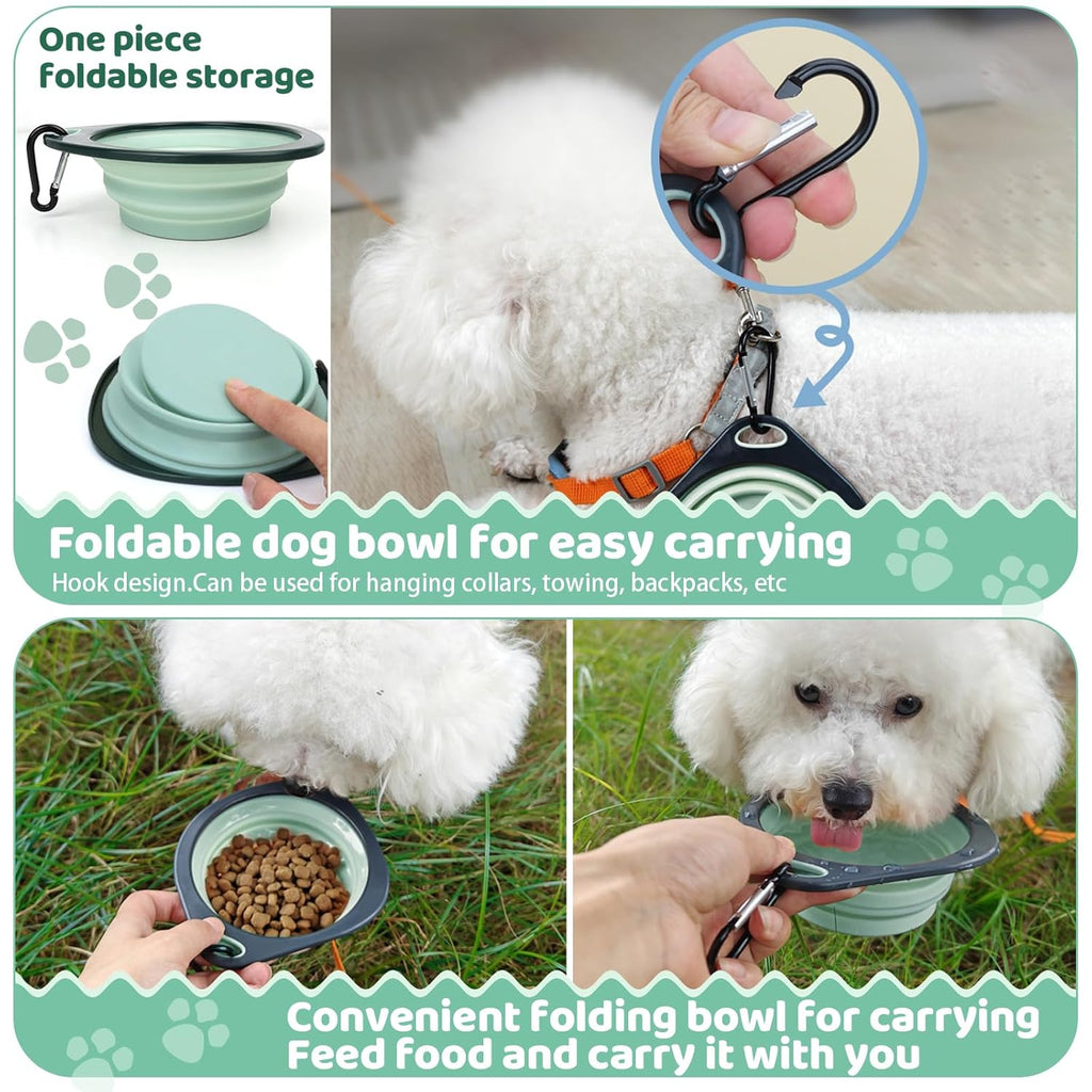 8-in-1 Pet Grooming Kit for Dogs & Cats - Includes Slicker Brush, Nail Clippers, Comb, Scissors, Toothbrush & Collapsible Bowl - Deshedding, Hair Trimming & Care Set, Travel Bag