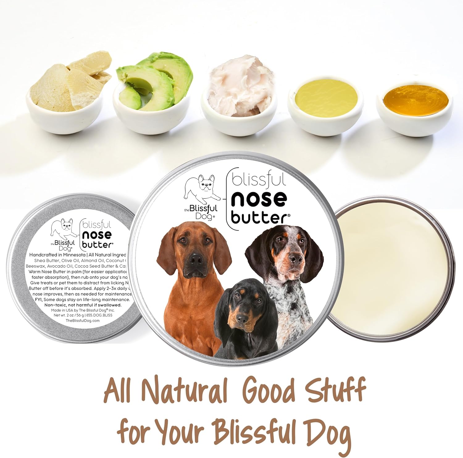 The Blissful Dog Coonhound Unscented Nose Butter, 8-Ounce