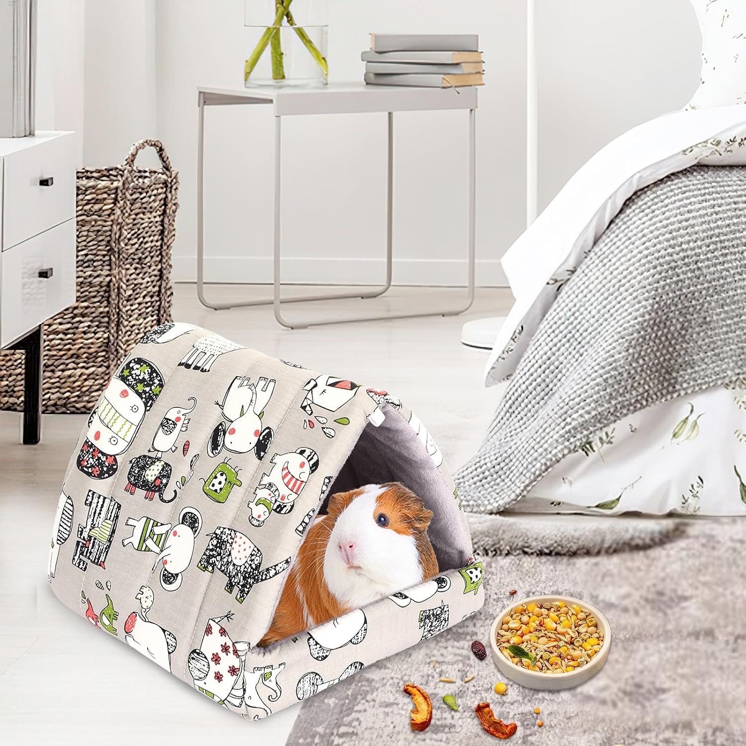 UPINS Guinea Pig Hideout,Guinea Pig Bed Washable Small Animal House Cage Accessories for Mouse Chinchillas Hamsters Hedgehogs Ferrets Bearded Dragons and Rats