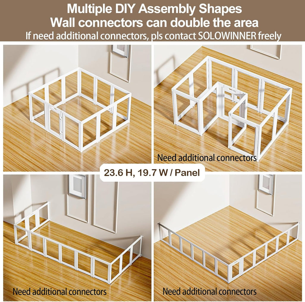Clear Acrylic Dog Playpen Transparent Dog Playpen Indoor, Easy Assemble Clear Pet Pen for Puppy Bunny Cat Pig, Sturdy & Easy Cleaning Plastic Dog Puppy Fence (23.6" H, 12PCS)