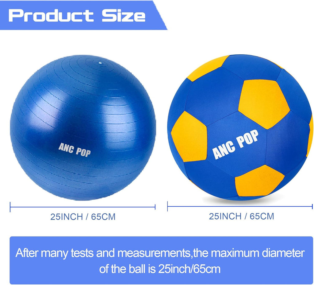 Herding Ball for Dogs Horse Ball & Cover 25" for Horses Large with Hand Pump for Play, Blue and Yellow