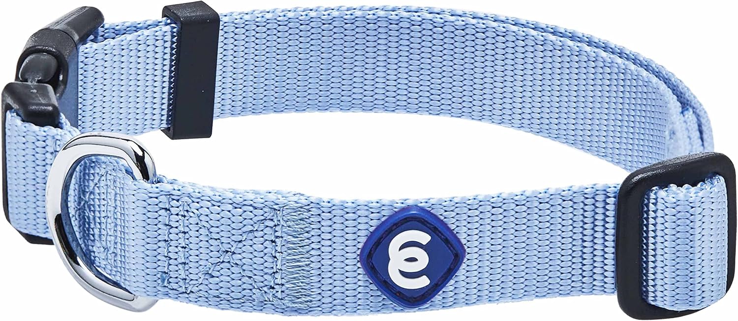 Blueberry Pet Essentials Dog Collar | Adjustable Girl Dog Collars for Medium Dogs | Chambray Blue Puppy Collar | Classic Nylon Dog Collars for Small Dogs | Pet Accessories