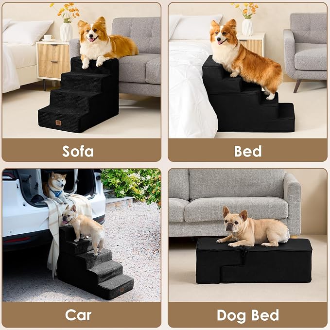EHEYCIGA Dog Stairs for Bed 18" H, 4-Step Dog Steps for High Bed, Pet Steps for - Image 7