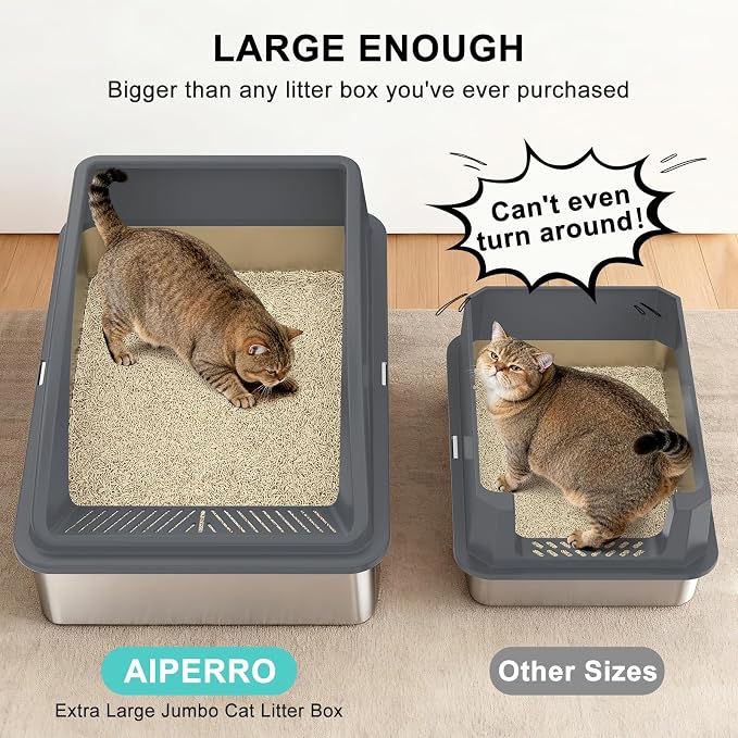 AIPERRO Stainless Steel Litter Box Extra Large - Image 2