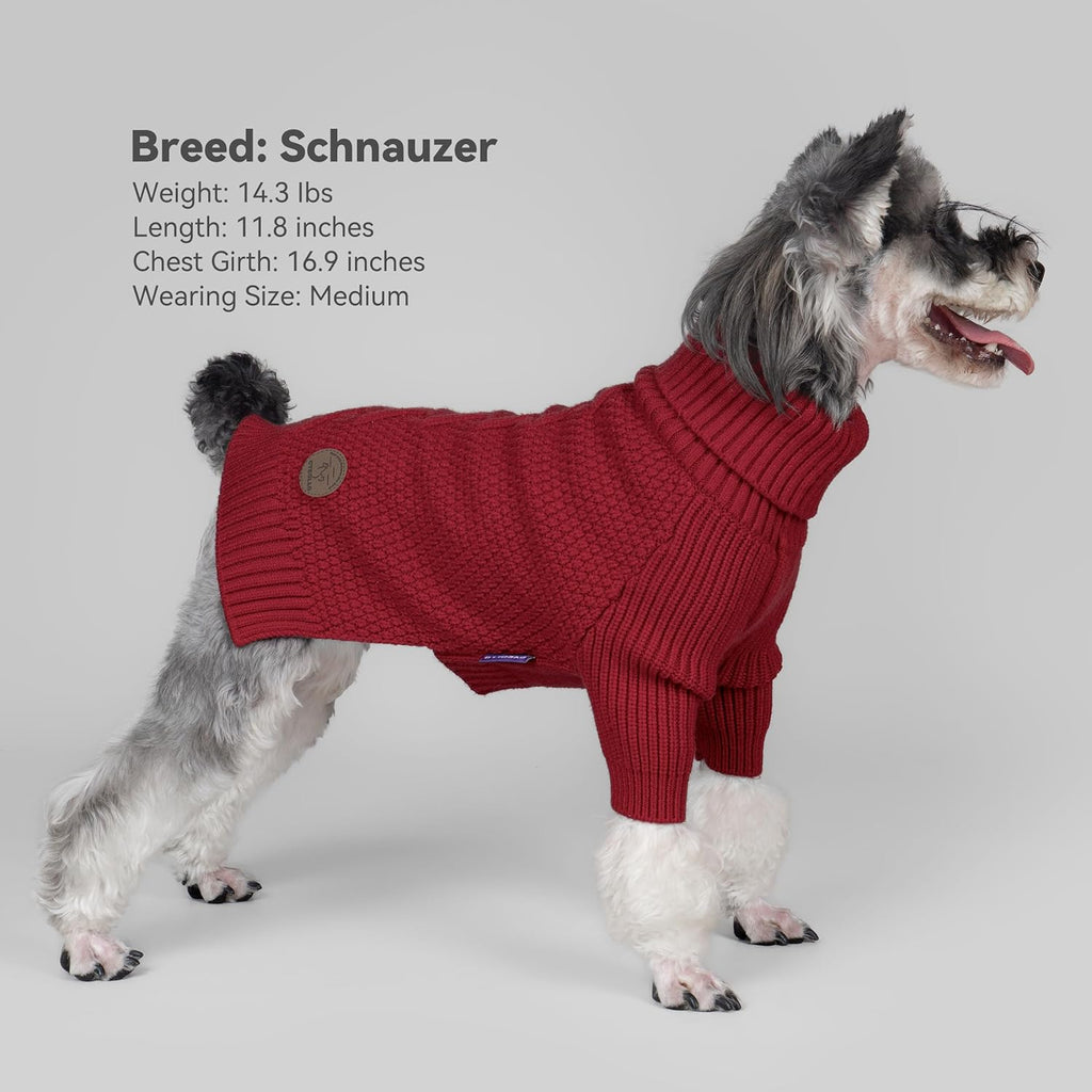 cyeollo Dog Sweater Pullover Turtleneck for Dogs Girl, Classic Knitwear Fall Winter Cold Weather Pet Clothes Warm Pet Apparel Small Medium Large Dog Sweaters, Burgundy M