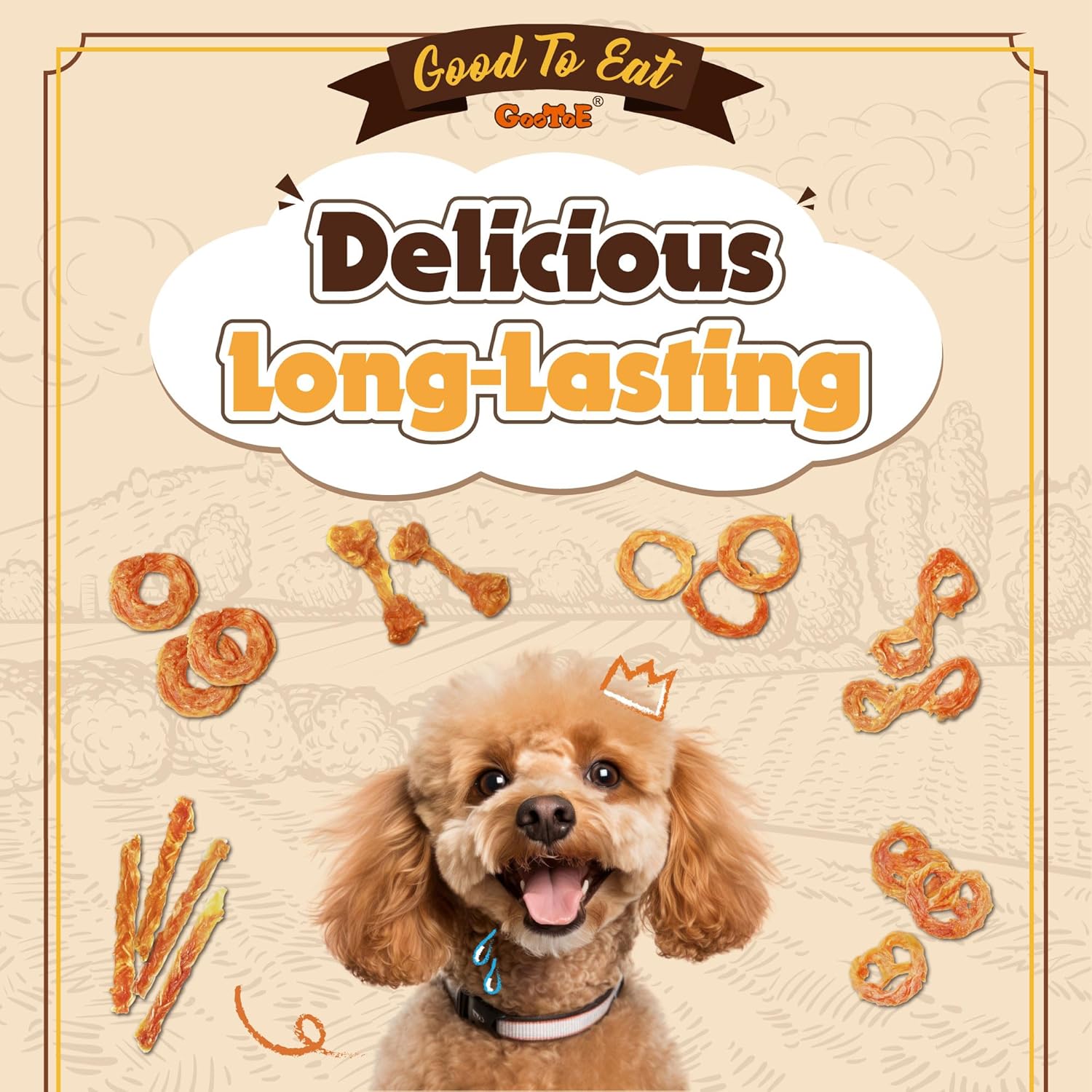 Gootoe Turkey Tendons for Dogs –All-Natural, Hypoallergenic Dog Treats, Rawhide Alternative, Long Lasting Puppy Chews, Healthy Dog Treats for Medium Breeds, Rope (M), 16 oz Pack (1 lb)