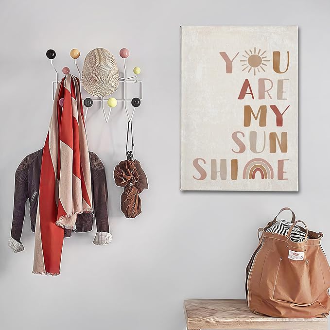 PHAMTE Wall Art You Are My Sunshine Wall Decor,Boho Nursery Decor,You Are My Sunshine Boho Sun Sunshine Rainbow Canvas Framed Wall Decor Home Teens Girls Kids Nursery Classroom Bedroom Living Room(16x24 Inch)
