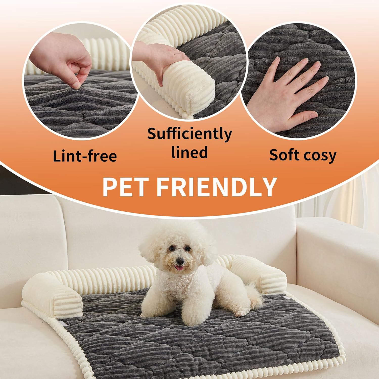 HAOMAIJIA Dog Couch Bed for Medium Dogs, Non Slip Pet Couch Covers for Sofa Thick Soft Washable Dog Couch Cover Protector All Seasons Universal Dogs and Cats Bed Mat (Grey, Medium)