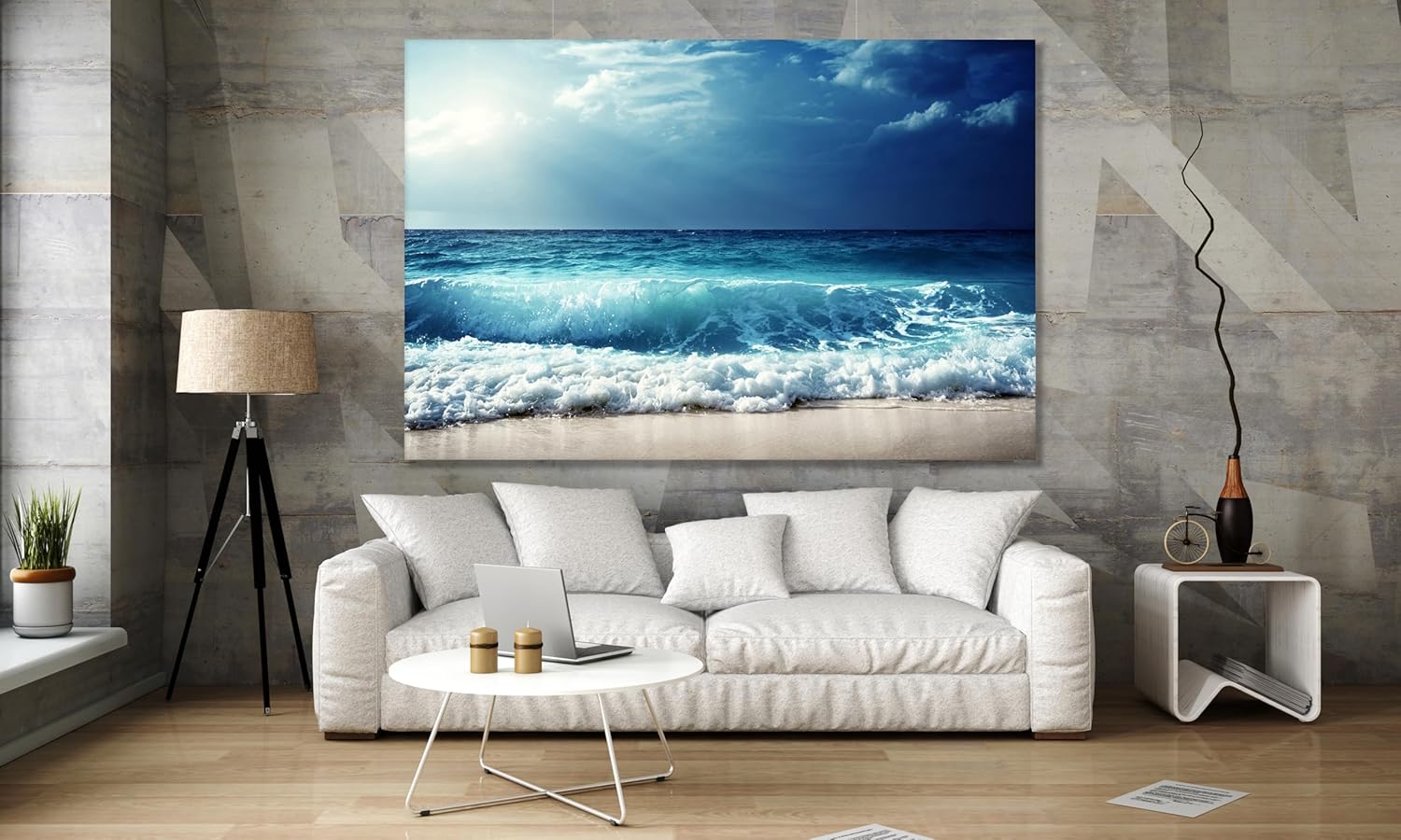 Nature Wall Art Prints - Ocean Forest Mountain Lake Canvas Landscapes - Small to Extra Large Living Room Bedroom Kitchen Bathroom Décor (Summer Ocean Beach, 16L" x 24W")