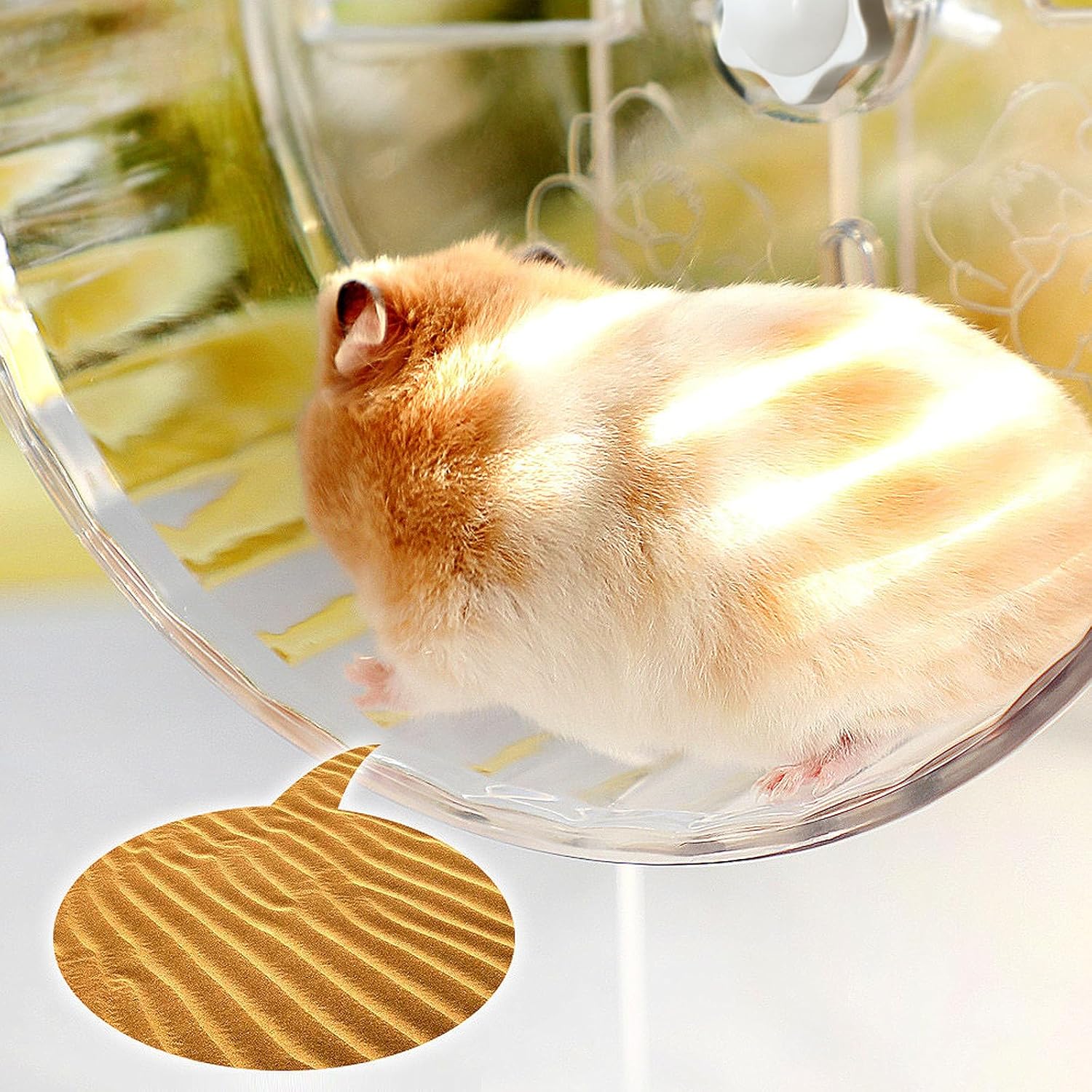 Silent Hamster Wheel, Super-Silent Hamster Exercise Wheels Accessories, Quiet Running Wheels, Adjustable Stand for Hamsters Mice Or Other Small Animals (Ф 7 inch,Transparent)