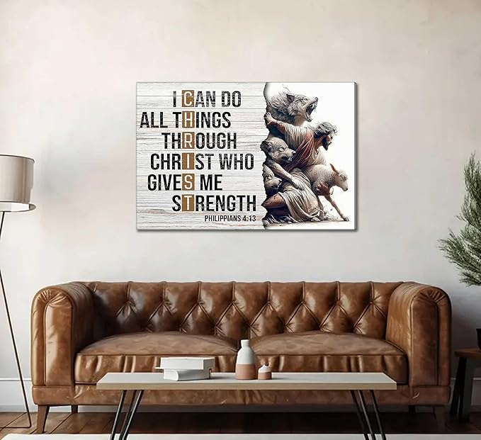 Christian Jesus Canvas Wall Art Inspiring Bible Verse Christ Painting Picture Wall Decor Poster Print Artwork for Living Room Bedroom Church Prayer Room Home Decoration