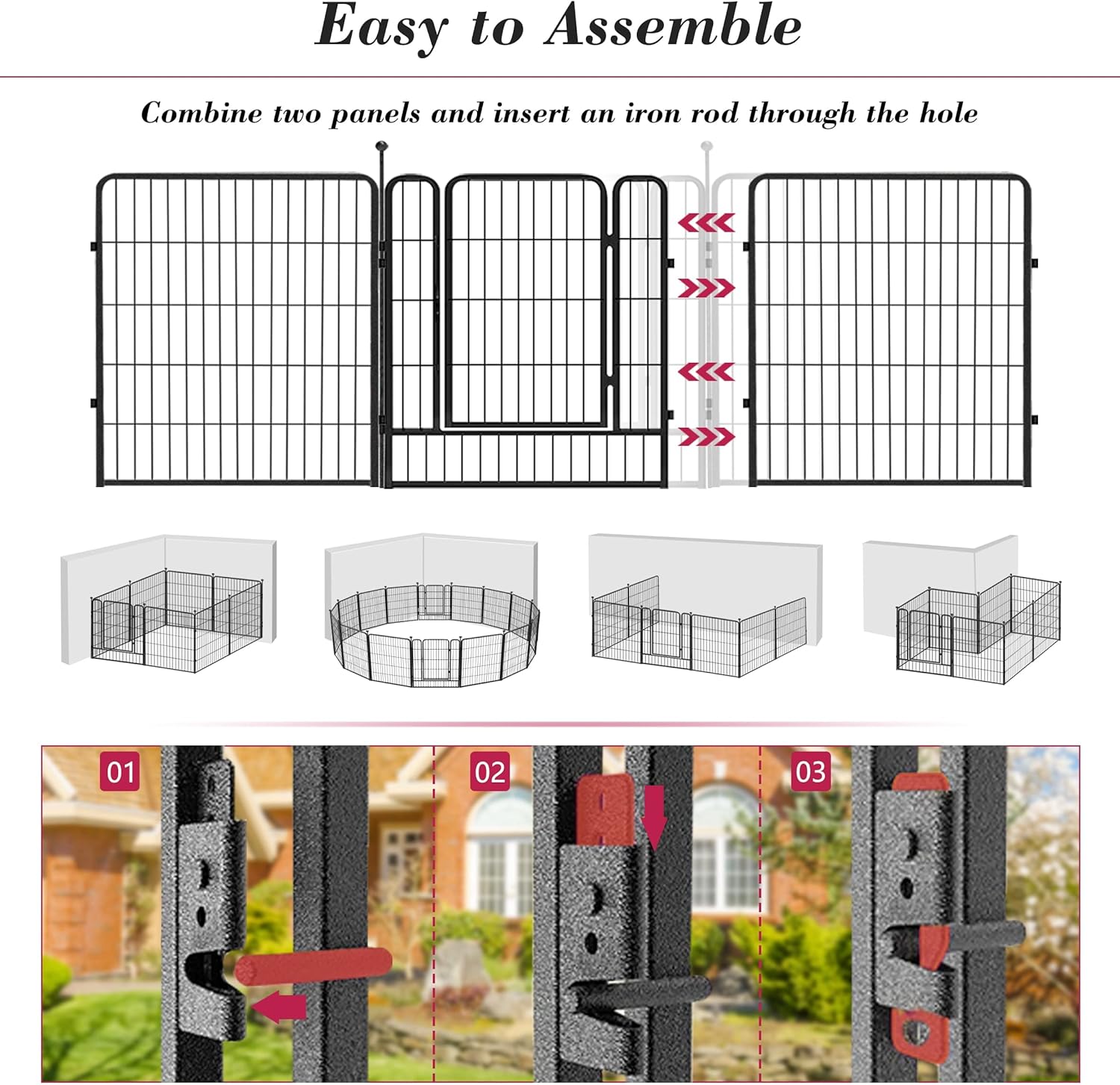 Dog Playpen 32 inch 36 Panels Indoor Outdoor Dog Pen for Medium/Small Dogs Heavy Duty Metal Dog Fence Outdoor for Yard, Puppy Playpen with Door Portable Pet Fence for RV Camping Yard