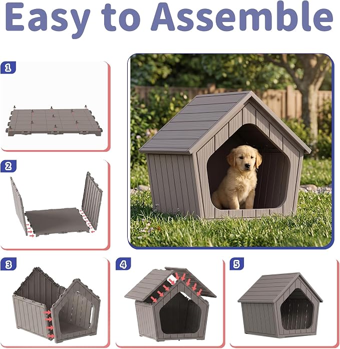 DRATO Outdoor Dog House for Small Dogs, Durable Resin Dog Shelter - Image 7