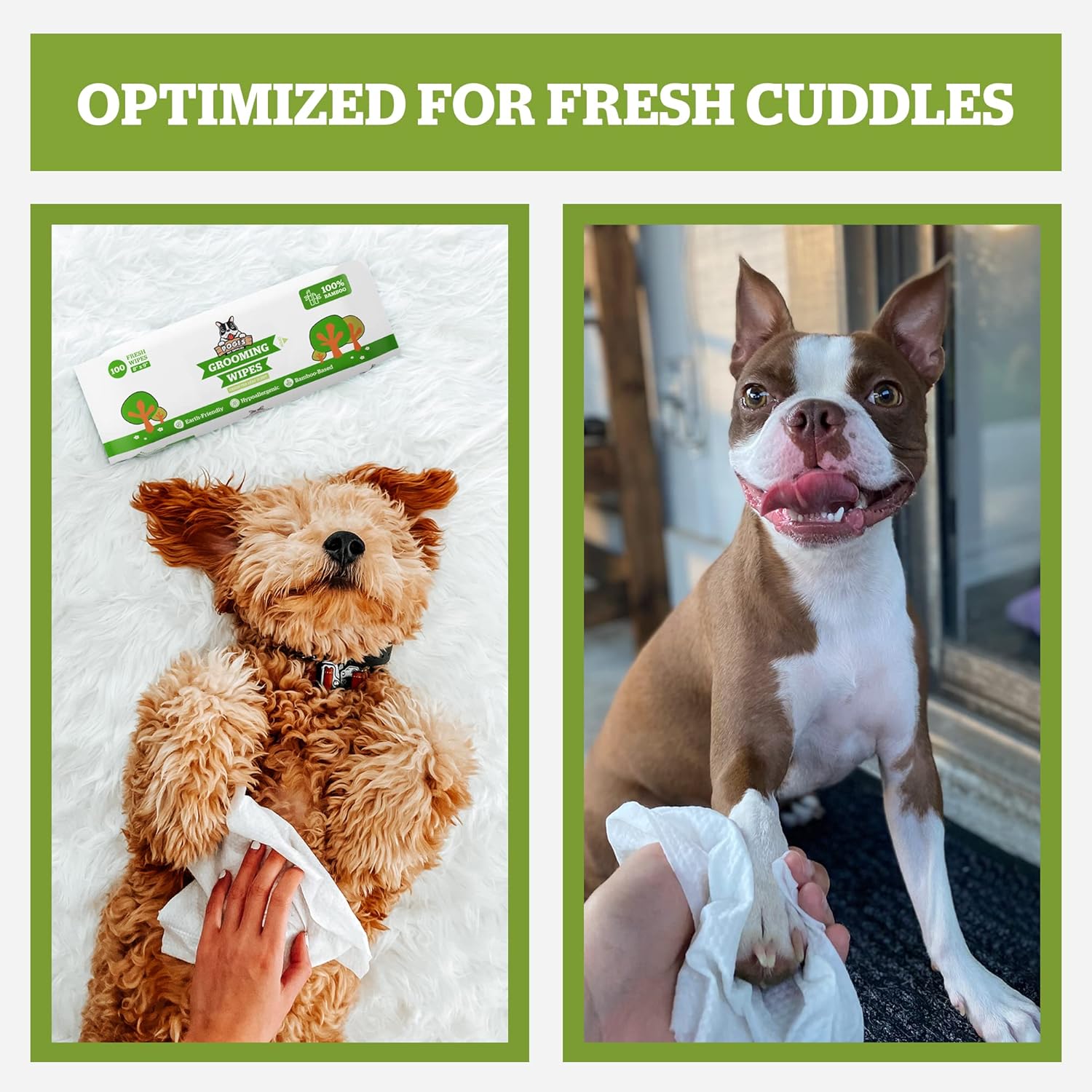 Pogi’s Dog Grooming Wipes – Hypoallergenic Pet Wipes for Paws, Body & Butt – Cleaning & Hydrating, Fragrance Free, 100-Count