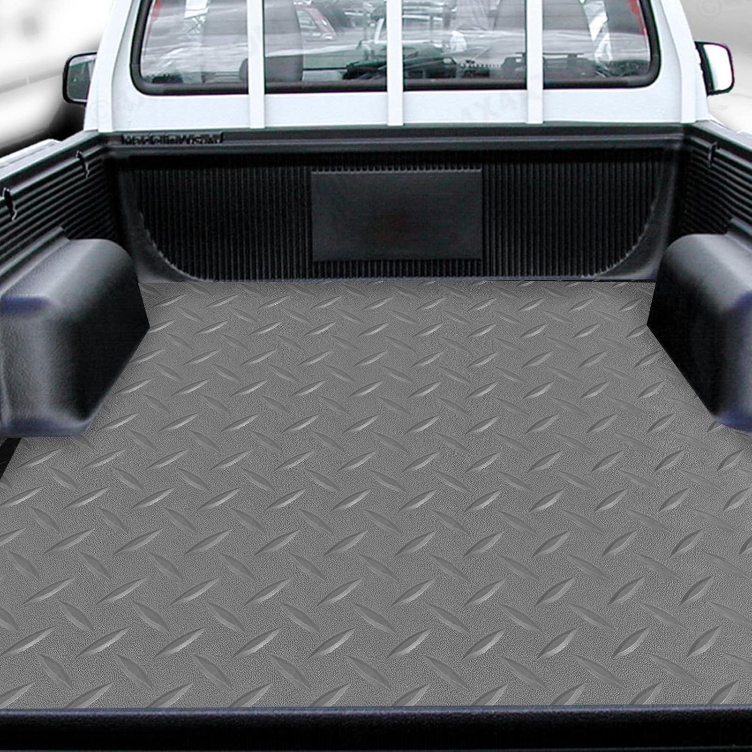 Boshen 7.5Ft x 17Ft Rubber Flooring Mats 2.9mm Thickened Diamond Plate Flooring Roll 127.5sqft Rubber Trailer Garage Floor Mats Non-Slip Floor Protector Mat for Garage Warehouse Gym Basement-Gray