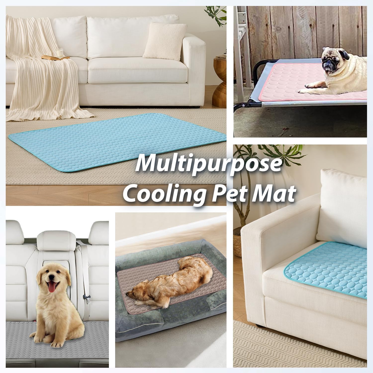 MICROCOSMOS Summer Cooling Mat & Sleeping Pad- Water Absorption Top, Materials Safe, Easy Carry, EZ Clean. Keep Cooling for Pets, Kids and Adults.(Dark Blue, 28" x 22")