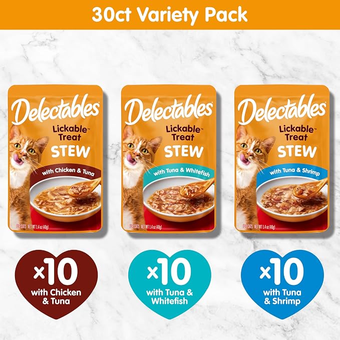 Delectables Lickable Treat Stew Wet Cat Treat Variety Pack, Food Topper - Image 6