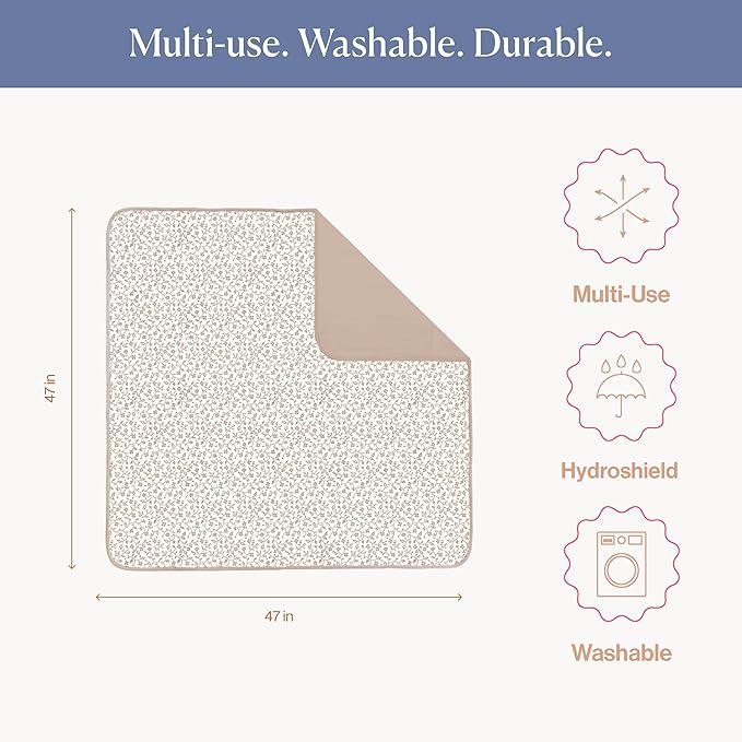 Toddlekind Portable Baby Mat, Organic Cotton 47" x 47, Portable, playpen mat, Travel, Indoor/Outdoor mat, for Babies/Toddlers, 0m+ (Earthen)