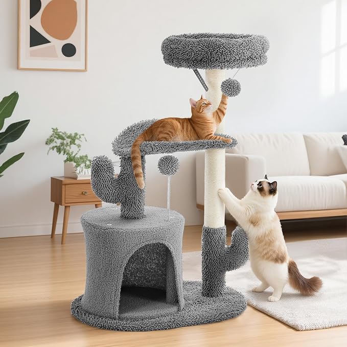 Sweetcrispy 33" Cat Tree Tower for Indoor Cats, Small Cat Scratching Post - Image 2