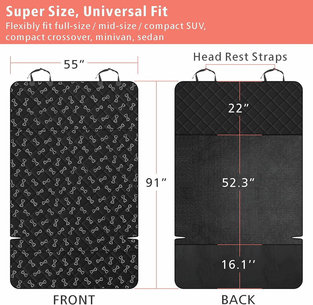 F-color SUV Cargo Liner for Dogs, Water Resistant Pet Cargo Cover Dog Seat Cover Mat for SUVs Sedans Vans with Bumper Flap Protector, Non-Slip, Large Size Universal Fit, Bone