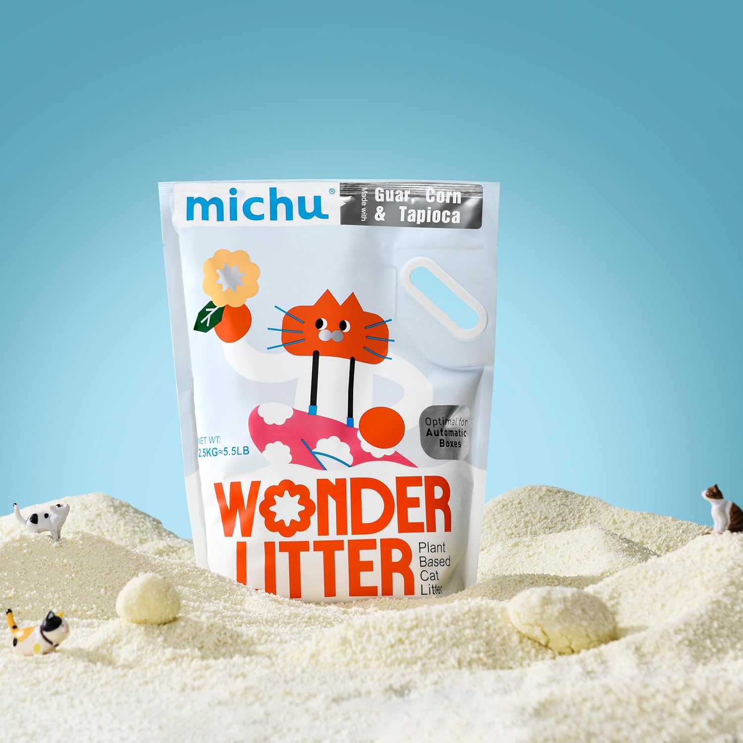 Tofu Cat Litter Natural Clumping Tofu Cat Litter 5.5lb/88oz 5 Scents (Peach + Wonder Litter, 2 Pack)