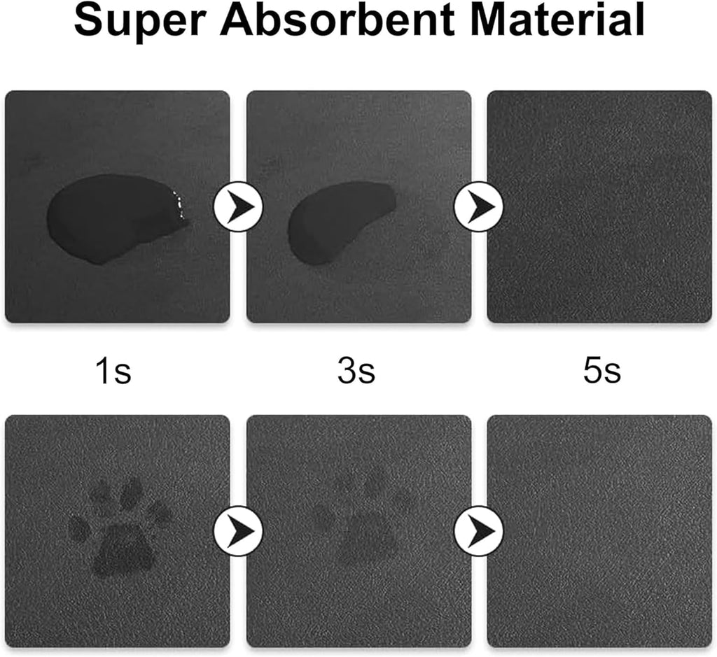 Cat Food Mats for Indoor 24""x12"" Cat Feeding Bowl Mat Absorbent Quick Dry Mat Pet Feeding Mat (Grey)