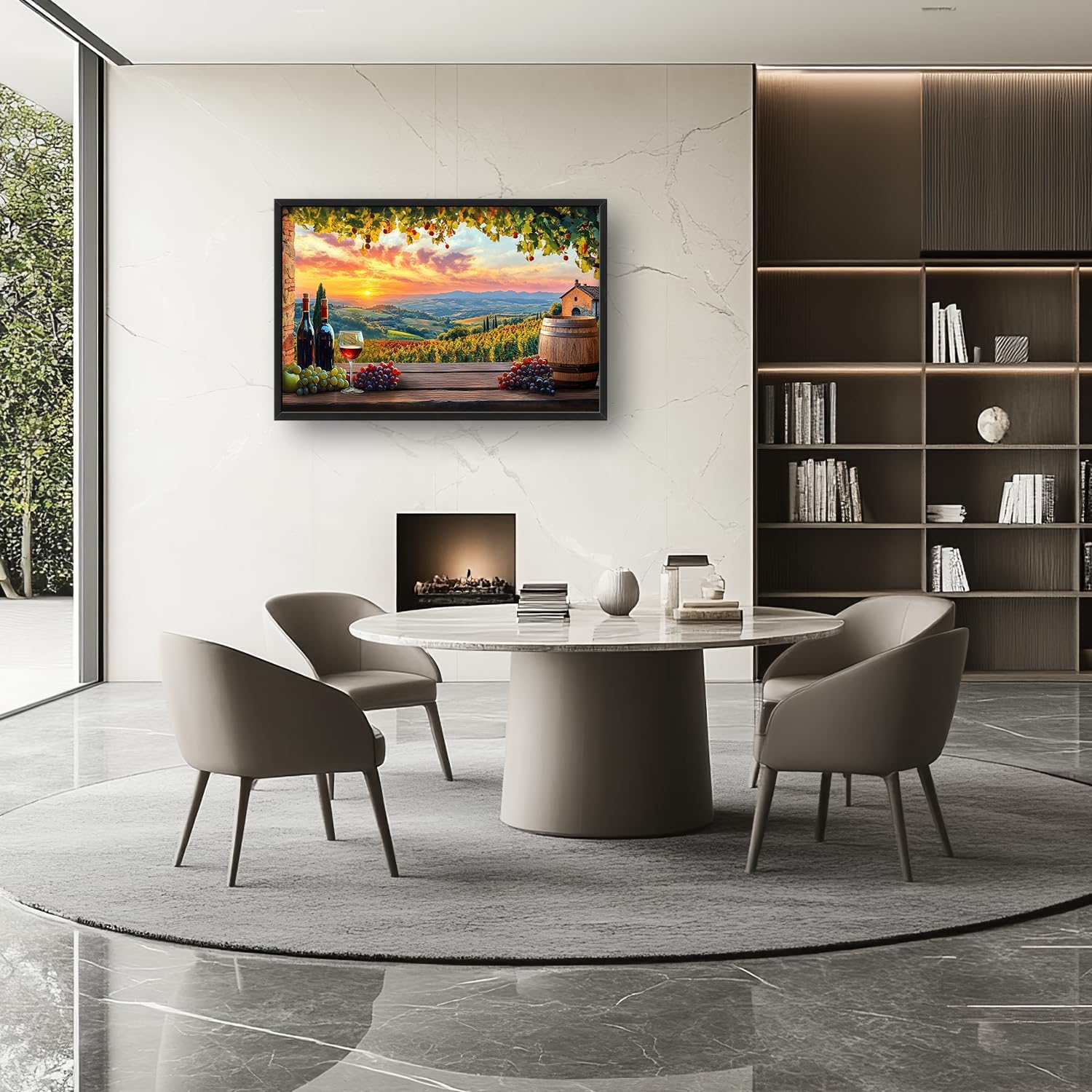 Large Sunrise Landscape Wall Art for Living Room, Sunset Scenery Canvas Oversized Wall Decor for Dining Room, Aesthetics Framed Pictures Painting Print Artwork for Bedroom Office 36L" x 24W"