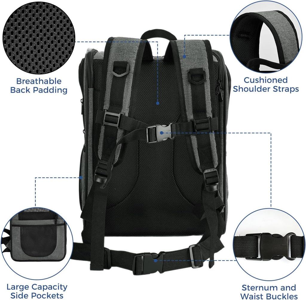 Apollo Walker Pet Carrier Backpack for 4-15lb Cats and Dogs, Puppies, Safety Features and Cushion Back Support | for Travel, Hiking, Outdoor Use (Gray)