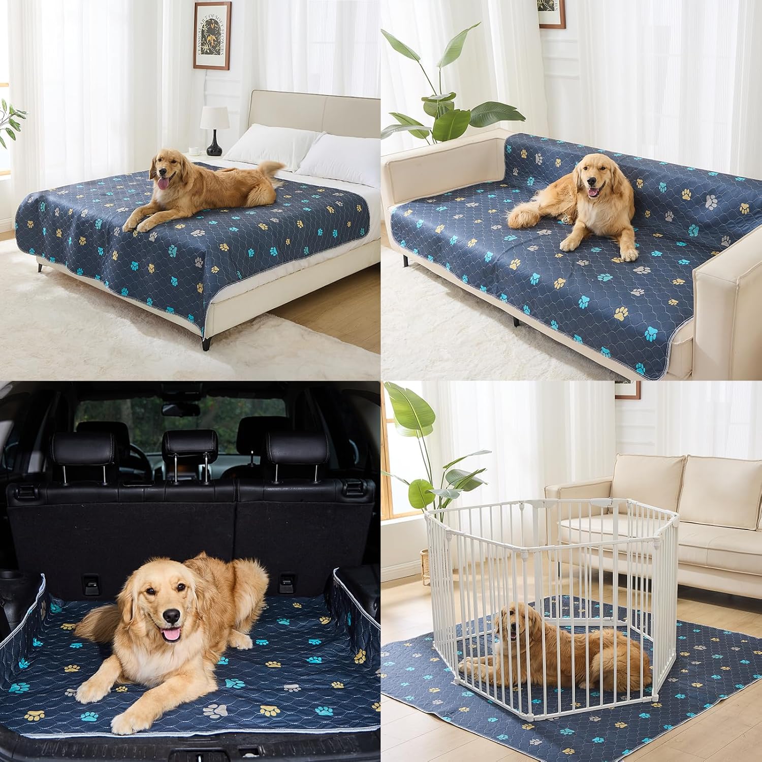 Aitmexcn Washable Dog Pee Pad, 2PCS 100% Waterproof Whelping Training Mat for Puppy/Senior, Fast Drying Reusable Pads for Indoor, Outdoor and Car Travel - 36'' x 48''